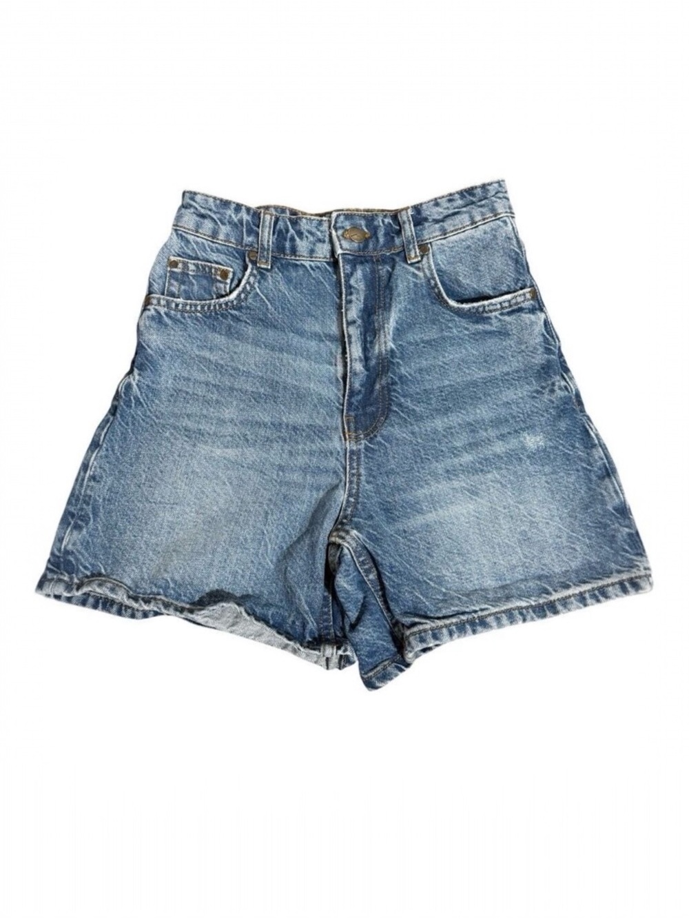 Zara Women’s High Rise Medium Wash‎ Blue Mom Fit Denim Shorts Size 2
